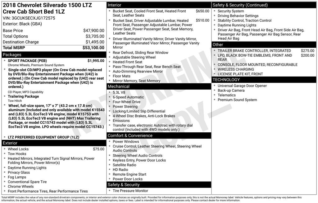 Used 2018 Chevrolet Silverado 1500 LTZ w/ Sport Package image 31