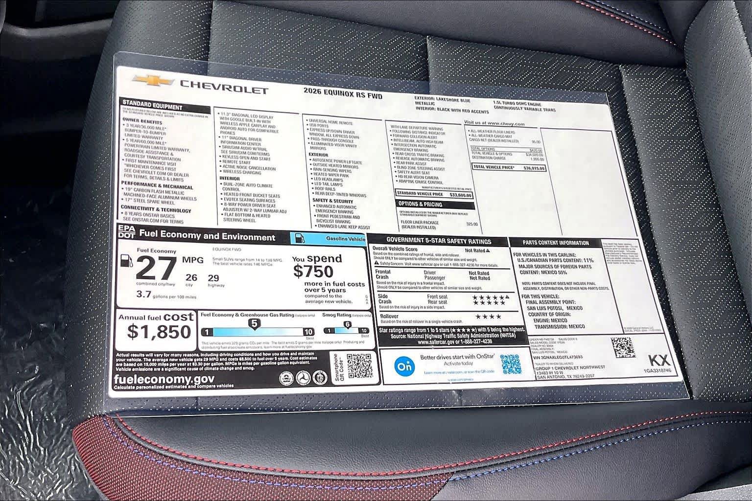 New 2026 Chevrolet Equinox RS w/ LPO, Floor Liner Package FWD image 20
