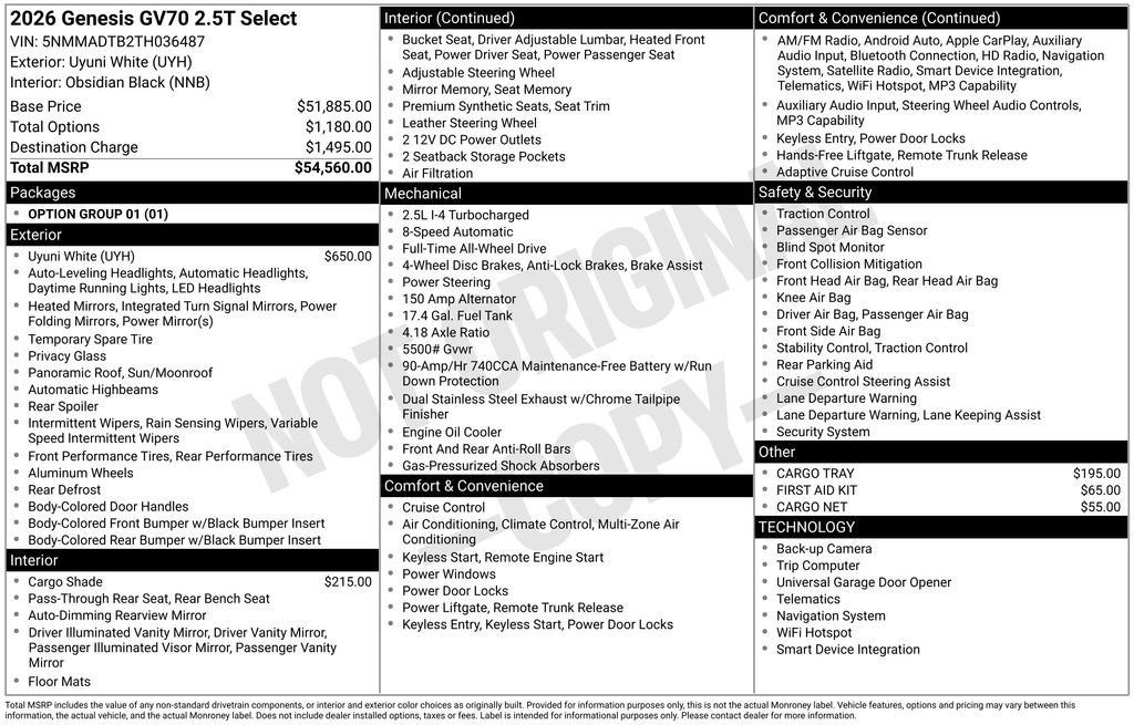Used 2026 Genesis GV70 2.5T Select image 3