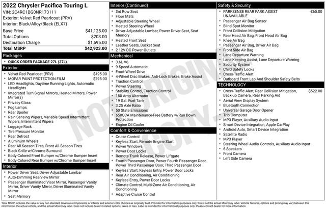Used 2022 Chrysler Pacifica Touring-L FWD image 38