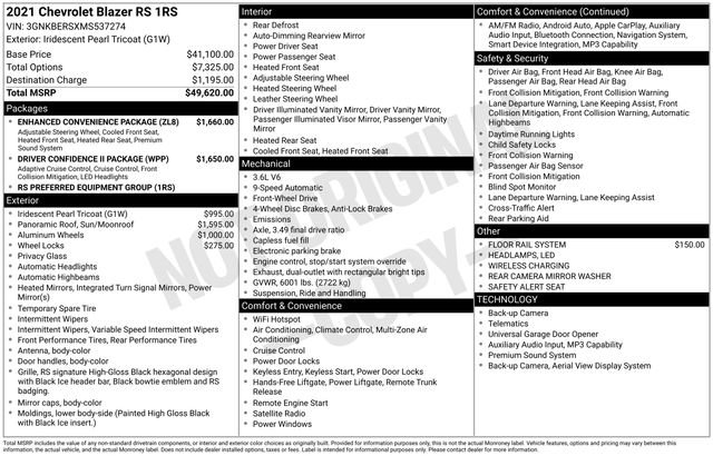 Used 2021 Chevrolet Blazer RS w/ Enhanced Convenience Package image 4