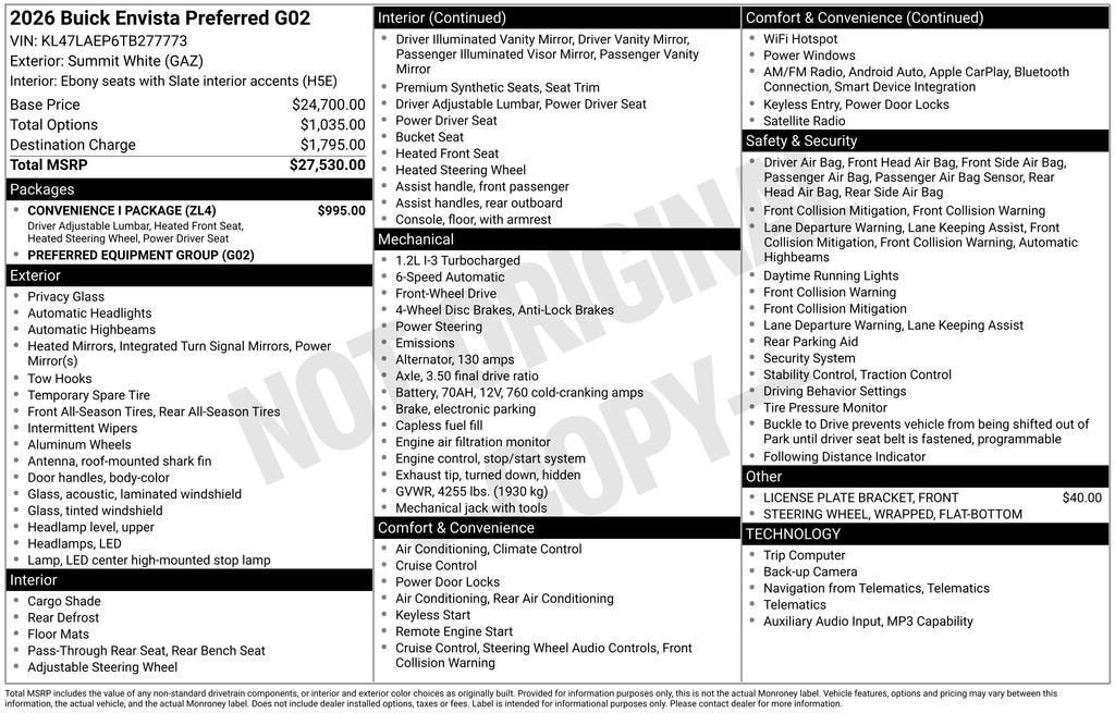 New 2026 Buick Envista Preferred w/ Convenience I Package FWD image 26