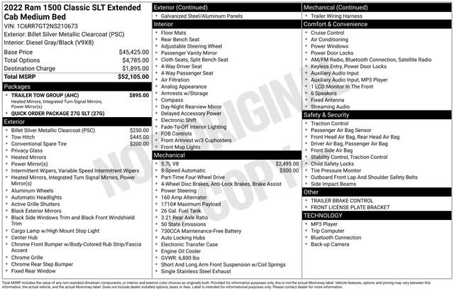 Used 2022 RAM 1500 Classic SLT w/ Trailer Tow Group AWD/4WD image 34