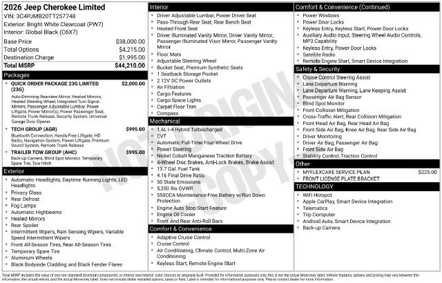 New 2026 Jeep Cherokee Limited AWD/4WD image 34