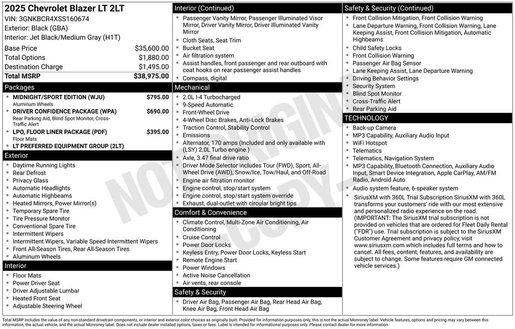 Certified 2025 Chevrolet Blazer LT w/ Midnight/Sport Edition FWD image 7