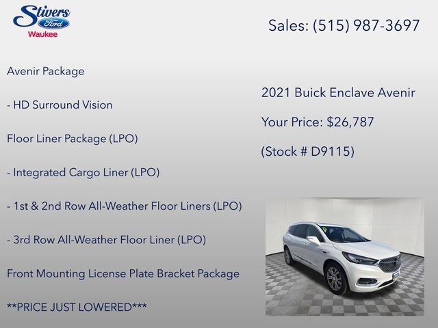 Used 2021 Buick Enclave Avenir w/ LPO, Floor Liner Package FWD image 22