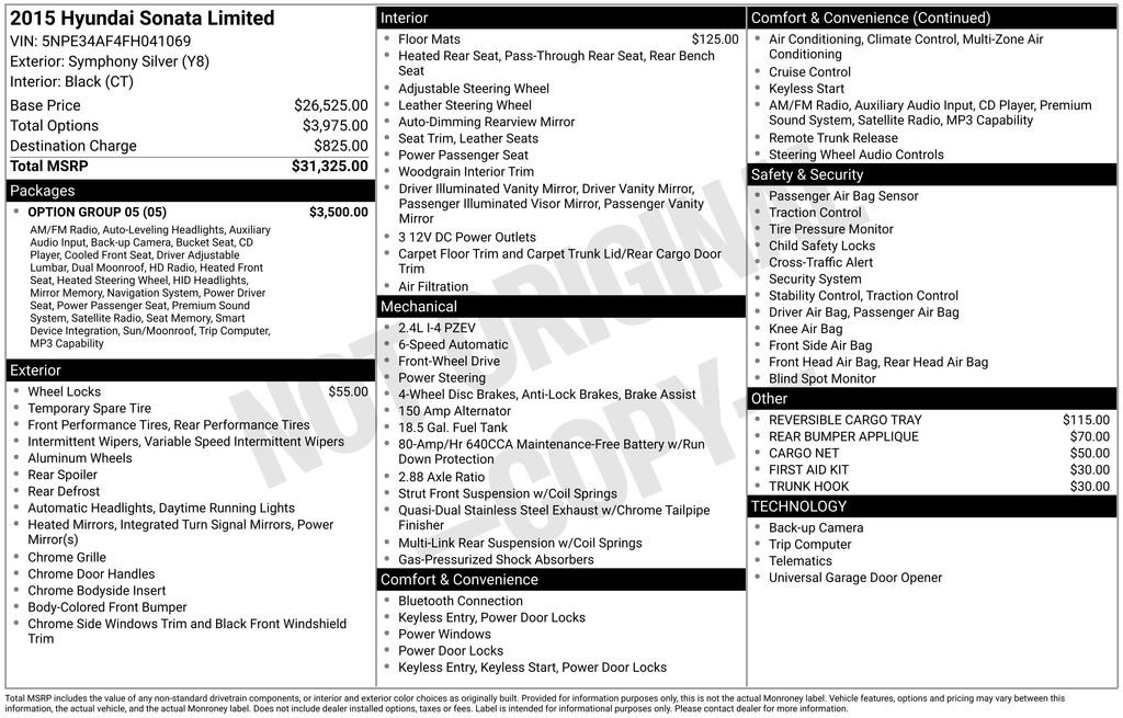 Used 2015 Hyundai Sonata Limited w/ Option Group 05 image 17