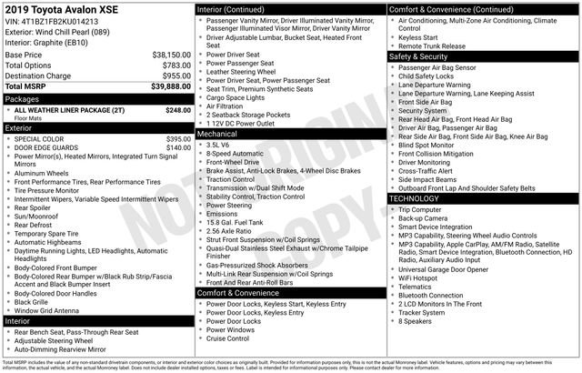 Used 2019 Toyota Avalon XSE w/ All Weather Liner Package FWD image 28