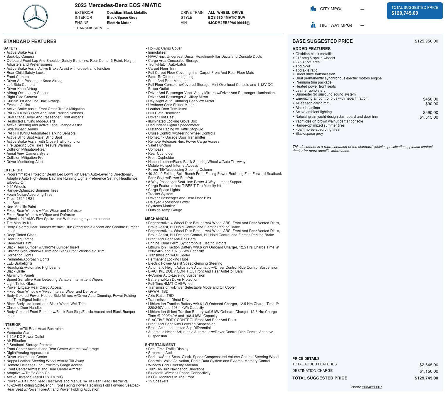 Used 2023 Mercedes-Benz EQS 580 4MATIC SUV image 5