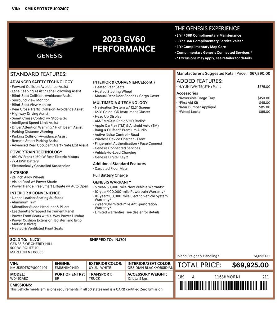Used 2023 Genesis GV60 Performance AWD/4WD image 2