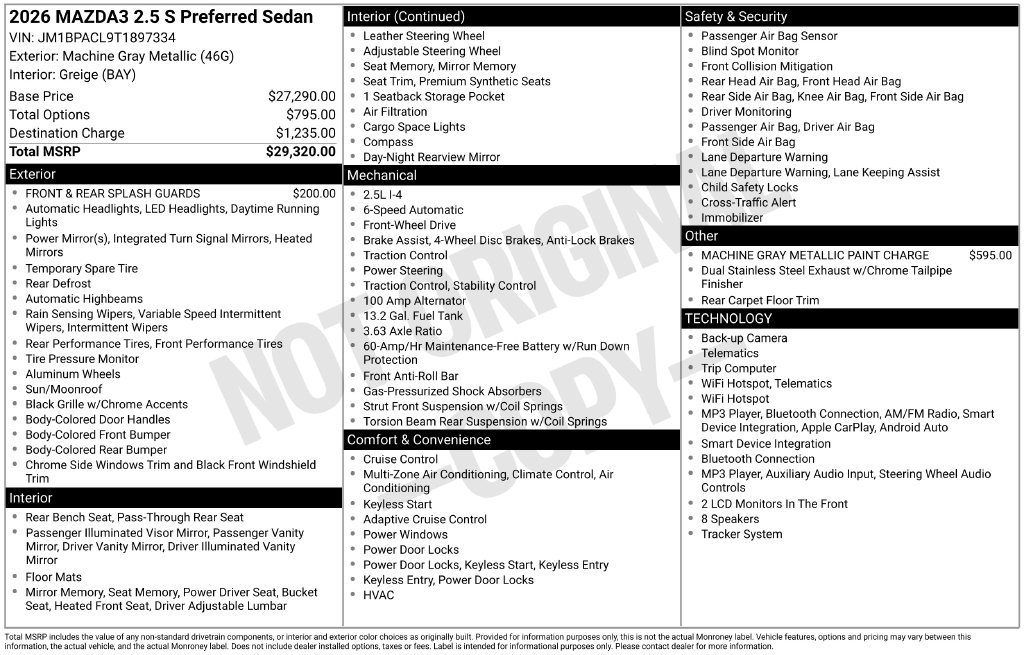 New 2026 MAZDA MAZDA3 2.5 S Sedan w/ Preferred Pkg FWD image 3