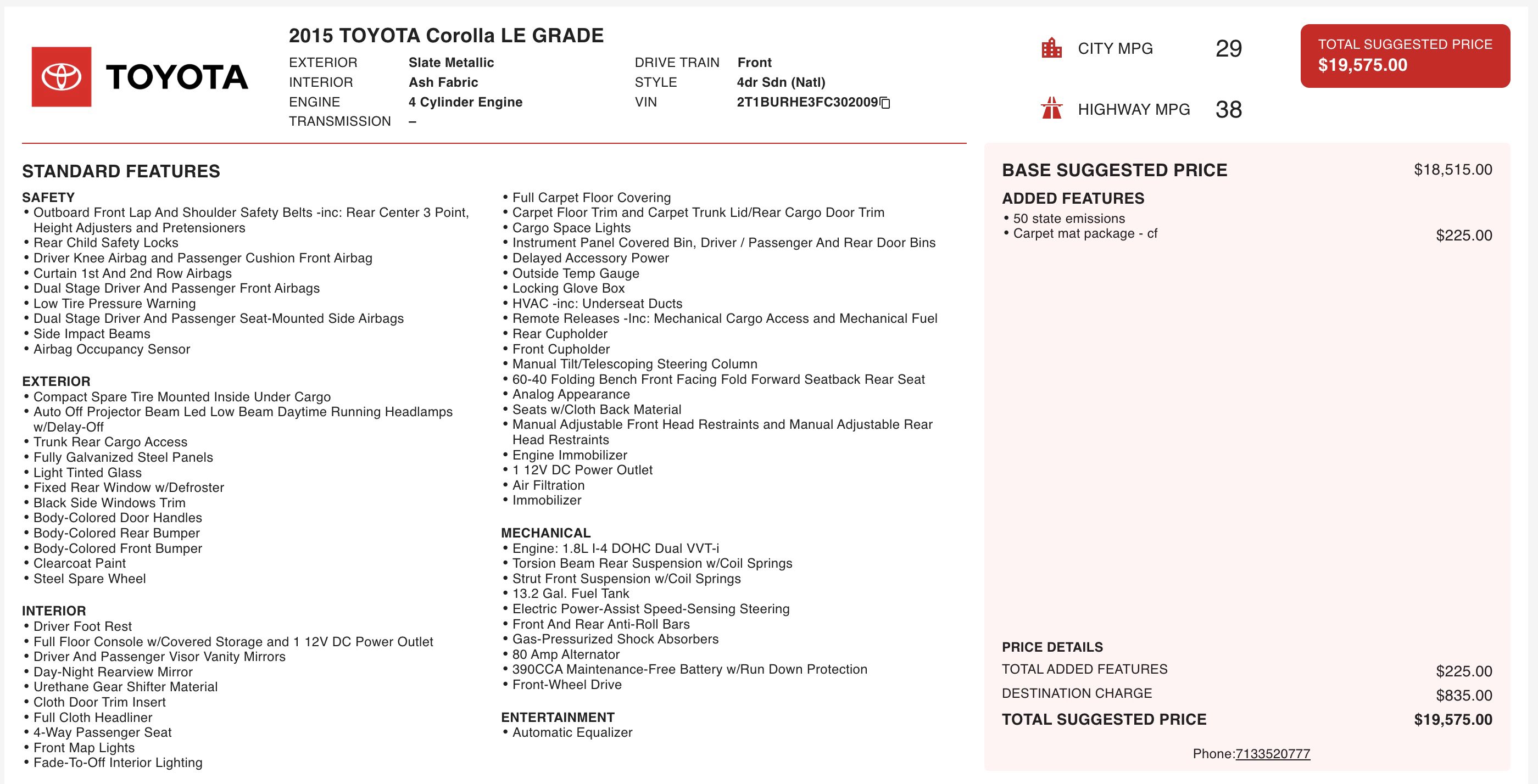 Used 2015 Toyota Corolla LE image 5