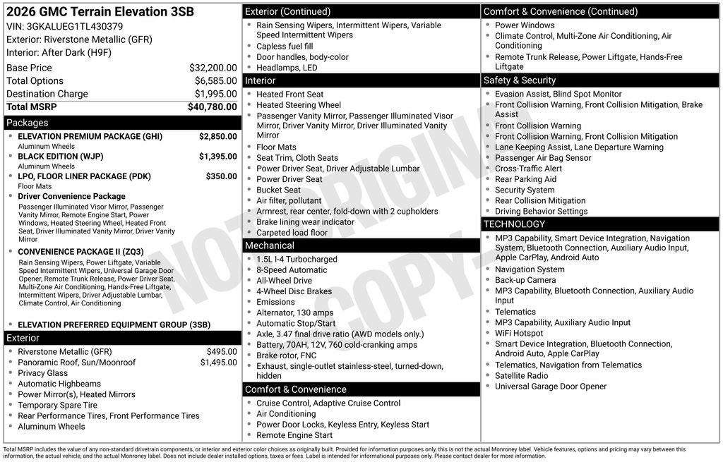 New 2026 GMC Terrain Elevation w/ Elevation Premium Package AWD/4WD image 43