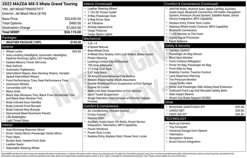 Used 2022 MAZDA MX-5 Miata Grand Touring w/ Weather Package image 43