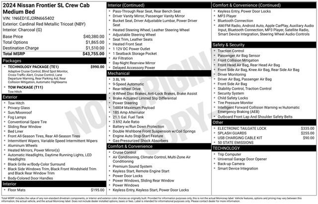 Certified 2024 Nissan Frontier SL w/ Technology Package image 40