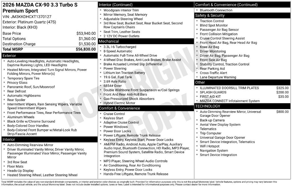 Certified 2026 MAZDA CX-90 3.3 Turbo S w/ Premium Package AWD/4WD image 10