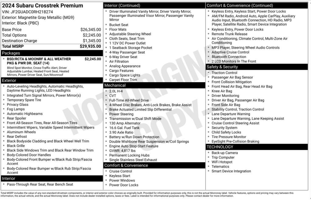 Used 2024 Subaru Crosstrek 2.0i Premium image 6