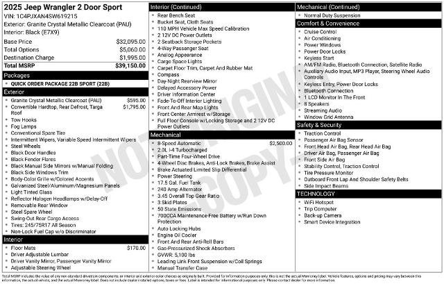 Used 2025 Jeep Wrangler Sport AWD/4WD image 5