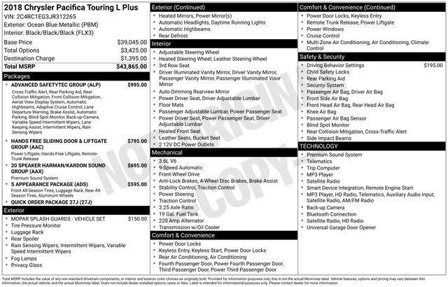 Used 2018 Chrysler Pacifica Touring-L Plus w/ Advanced Safetytec Group FWD image 32