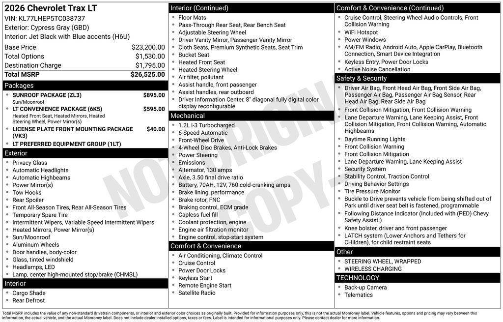 New 2026 Chevrolet Trax LT w/ Sunroof Package FWD image 31