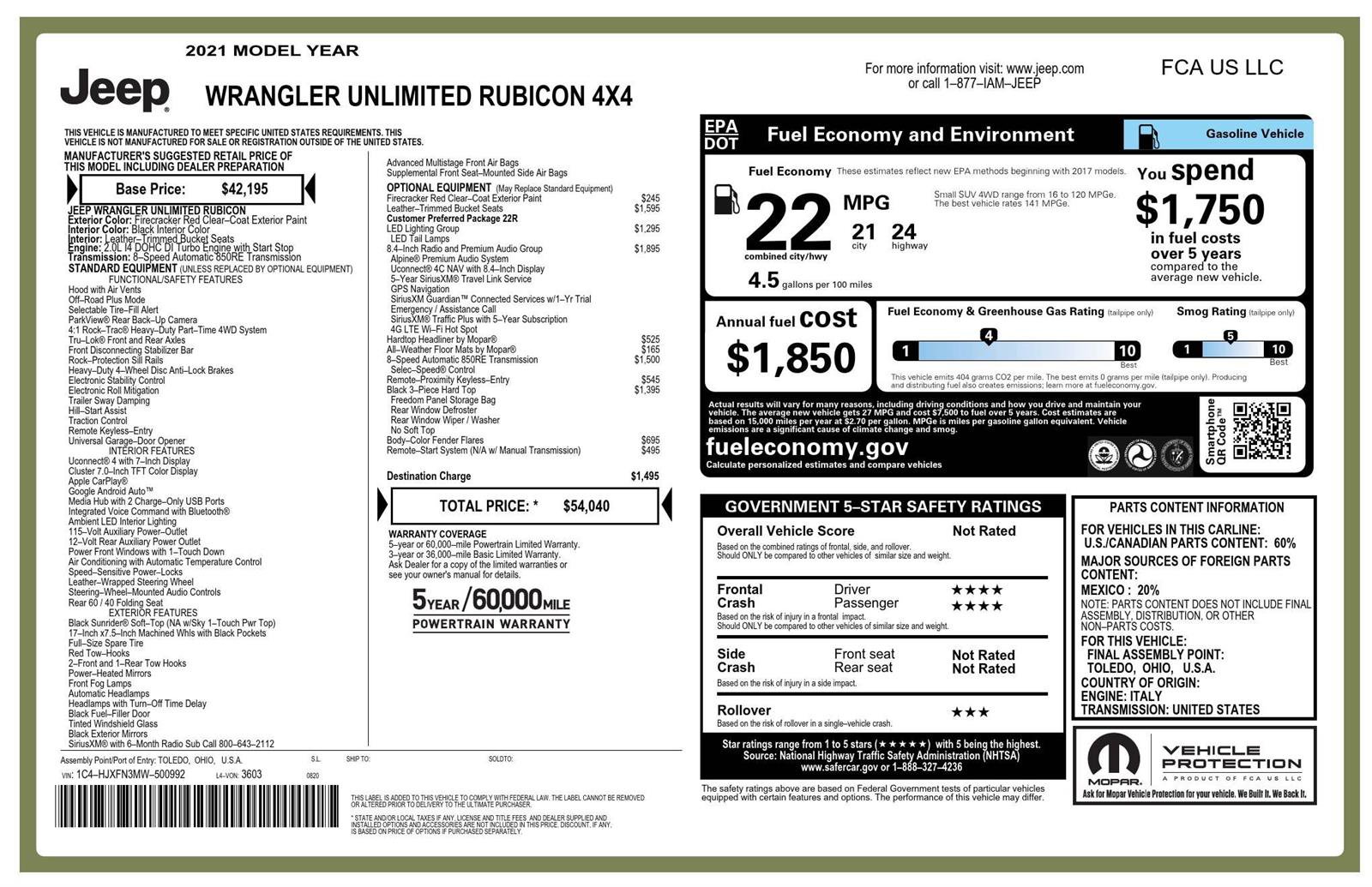 Used 2021 Jeep Wrangler Unlimited Rubicon image 48