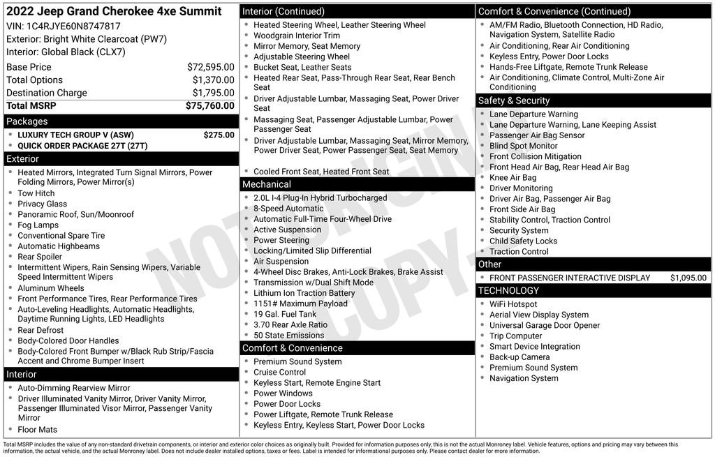 Used 2022 Jeep Grand Cherokee Summit w/ Luxury Tech Group V image 40