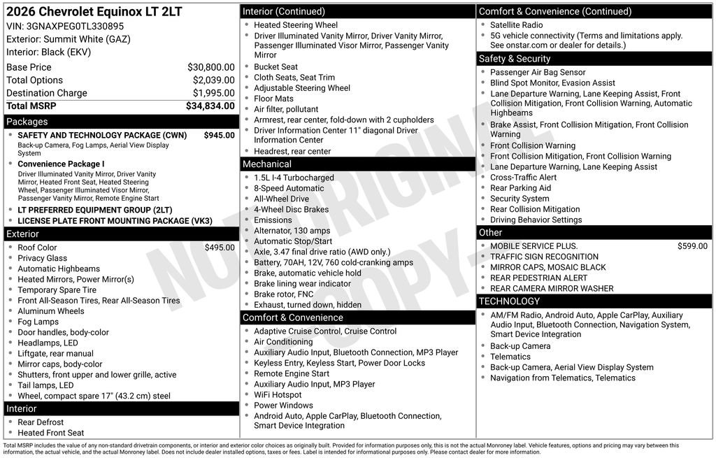 New 2026 Chevrolet Equinox LT w/ Safety and Technology Package image 2