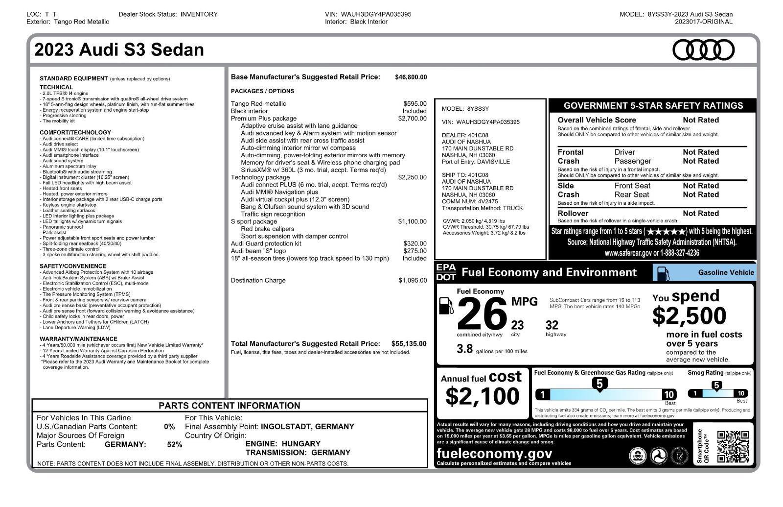 Used 2023 Audi S3 Premium Plus w/ Premium Plus Package image 6