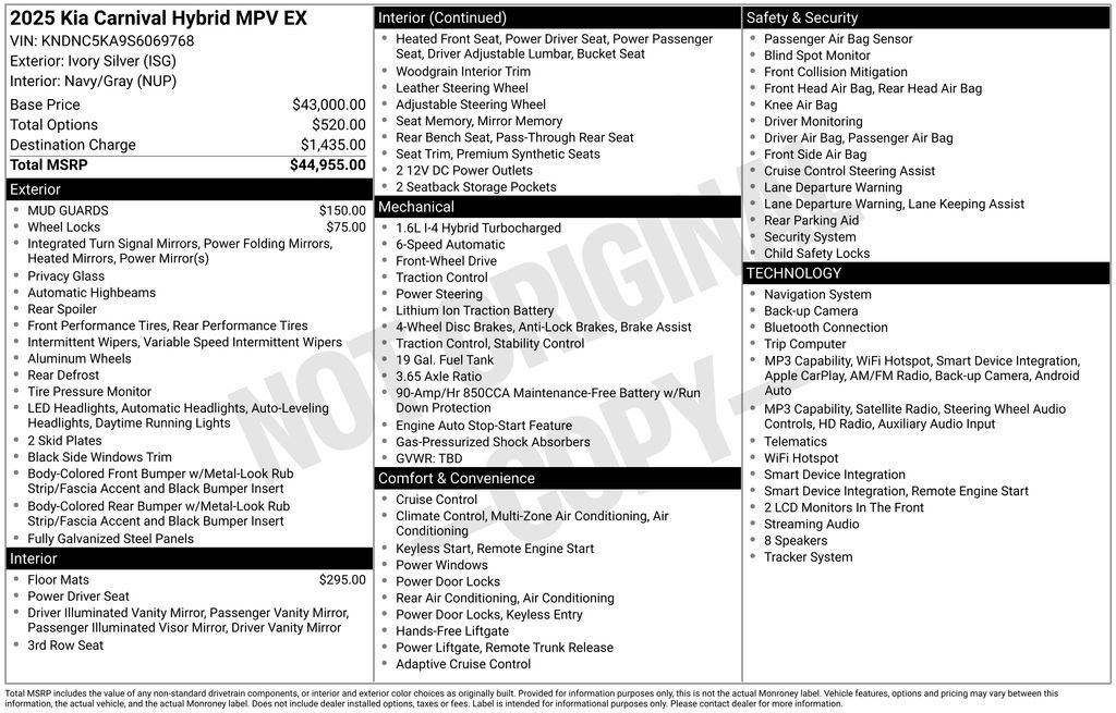Used 2025 Kia Carnival EX FWD image 36