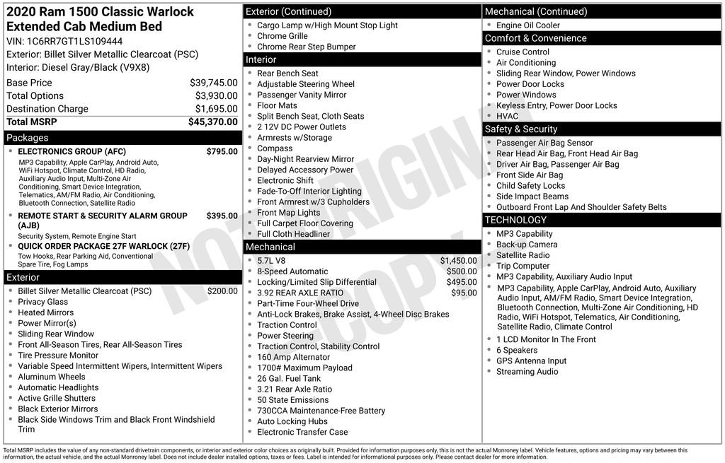 Used 2020 RAM 1500 Warlock w/ Electronics Group AWD/4WD image 15