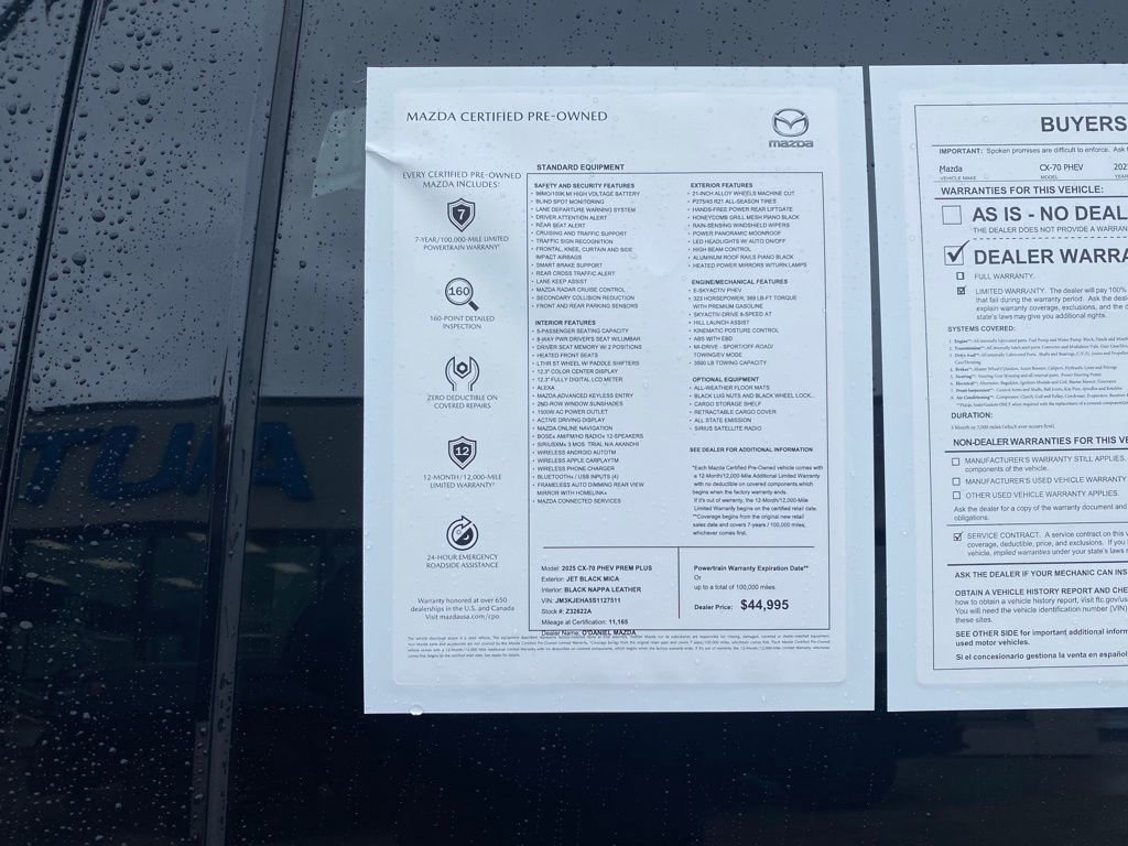 Certified 2025 MAZDA CX-70 Plug-In Hybrid w/ Premium Plus image 34