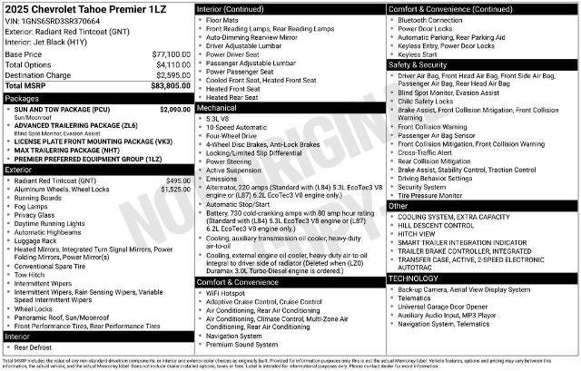 New 2025 Chevrolet Tahoe Premier w/ Sun And Tow Package image 2