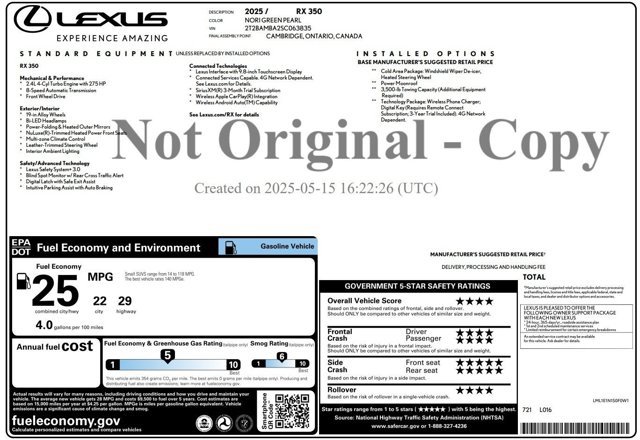 Certified 2025 Lexus RX 350 FWD w/ Technology Package image 2