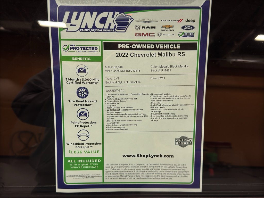 Used 2022 Chevrolet Malibu RS w/ LPO, Convenience Package 1 image 35