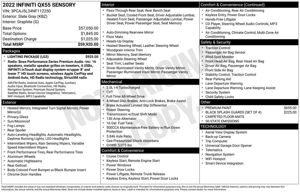 Used 2022 INFINITI QX55 Sensory w/ Lighting Package image 38