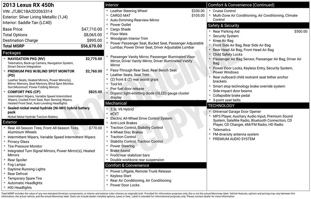 Used 2013 Lexus RX 450h AWD w/ Navigation Pkg image 6