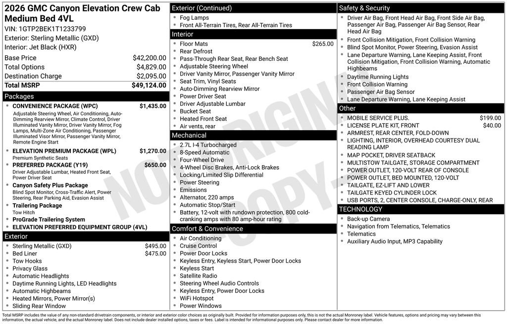 New 2026 GMC Canyon Elevation w/ Convenience Package AWD/4WD image 16
