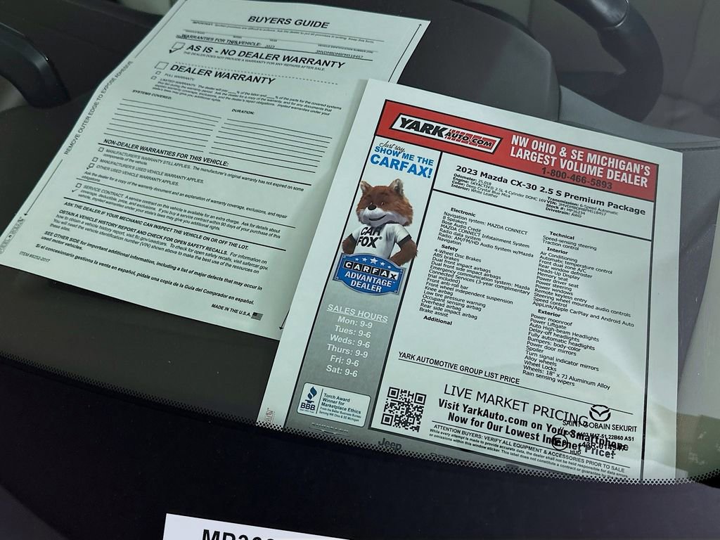 Certified 2023 MAZDA CX-30 AWD 2.5 S w/ Premium Package image 12