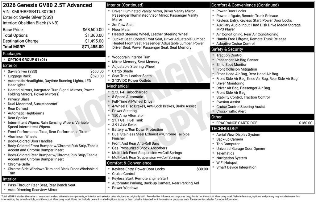 New 2026 Genesis GV80 2.5T Advanced AWD/4WD image 2