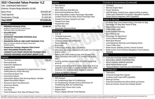 Used 2021 Chevrolet Tahoe Premier w/ Premium Package AWD/4WD image 23