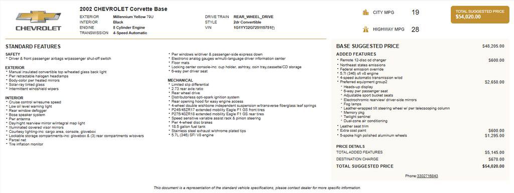 Used 2002 Chevrolet Corvette Convertible w/ Preferred Equipment Group2 image 1