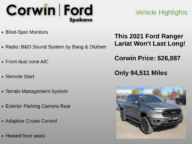 Used 2021 Ford Ranger Lariat w/ Equipment Group 501A High AWD/4WD image 24