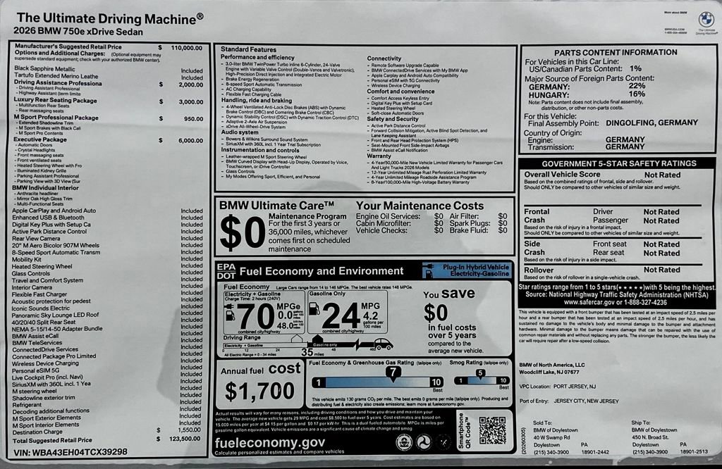New 2026 BMW 750e xDrive w/ Executive Package image 16