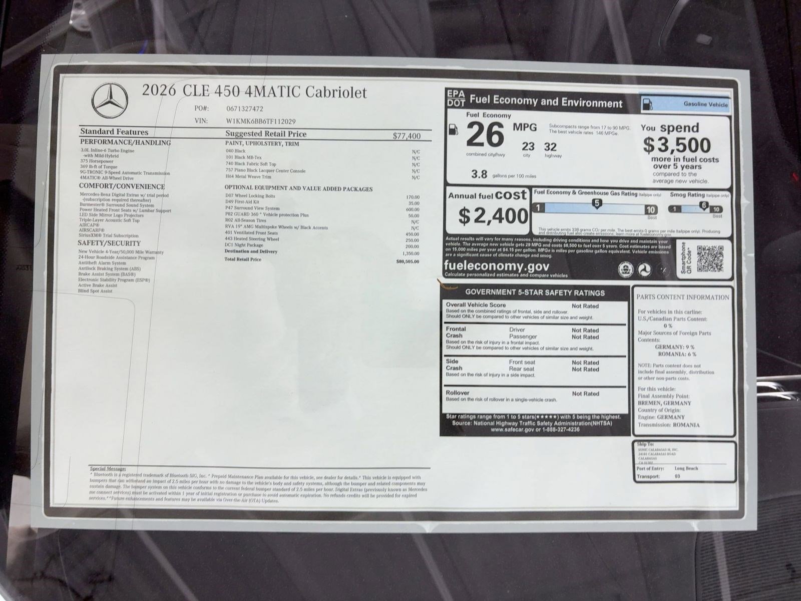 New 2026 Mercedes-Benz CLE 450 4MATIC Cabriolet image 31