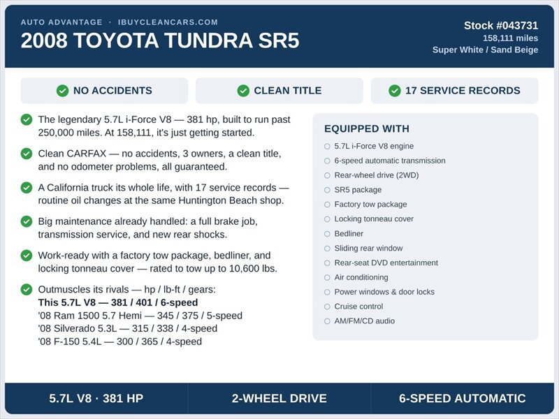 Used 2008 Toyota Tundra SR5 RWD image 2