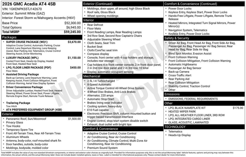 New 2026 GMC Acadia AT4 w/ Super Cruise Package image 48