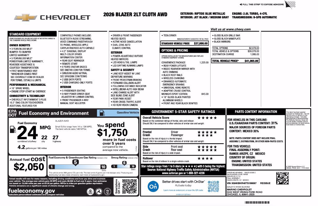 New 2026 Chevrolet Blazer LT w/ Convenience Package AWD/4WD image 2