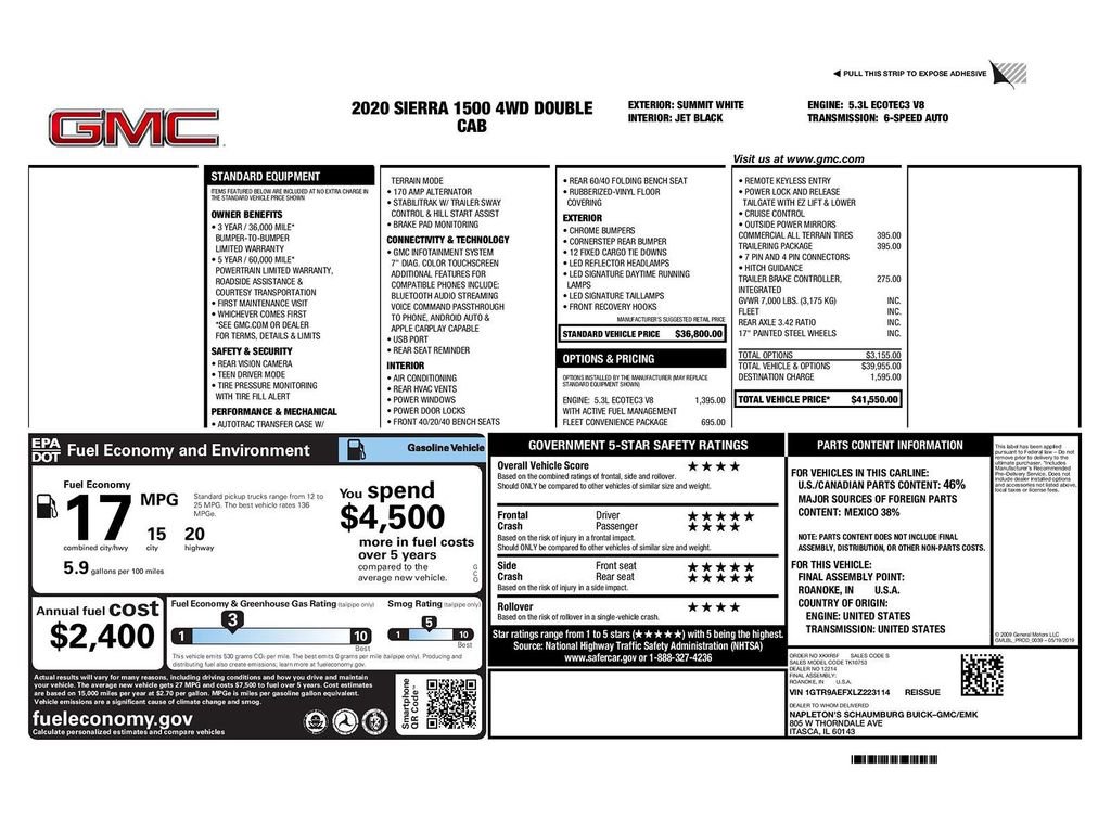 Used 2020 GMC Sierra 1500 4x4 Double Cab w/ Fleet Convenience Package image 31