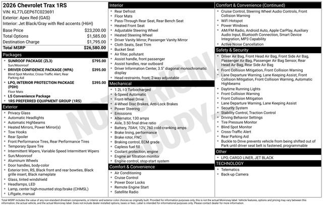 Used 2026 Chevrolet Trax RS w/ Sunroof Package FWD image 36