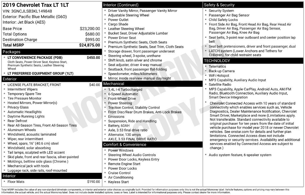 Used 2019 Chevrolet Trax LT w/ LT Convenience Package FWD image 2